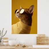 Cool Abyssinian Cat with Sunglasses and Turtleneck Poster (Küche)