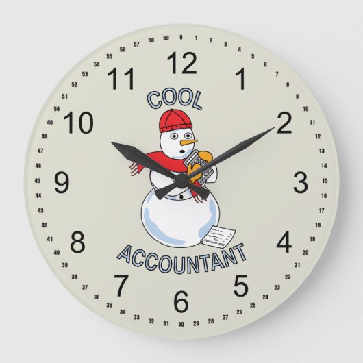 Cool Accountant Snowman Große Wanduhr (Vorderseite)