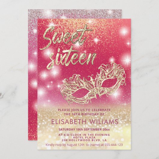 Cool Adorable Masquerade bezaubernd glatter ombre Einladung (Vorne/Hinten)