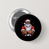 Cool African American Santa Black Christmas Pajama Button (Vorne & Hinten)