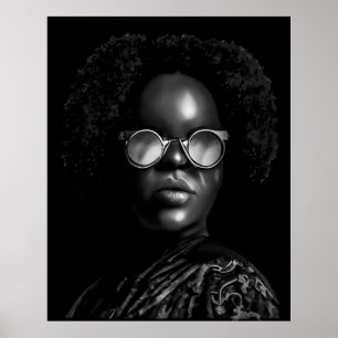 Cool Afro Beauty Portrait Illustration (AI+Human) Poster