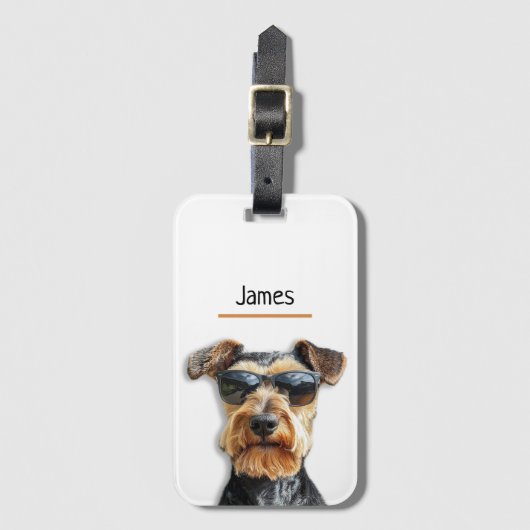 Cool Airedale Terrier "James Custom" Gepäckanhänger (Vorderseite Vertikal)