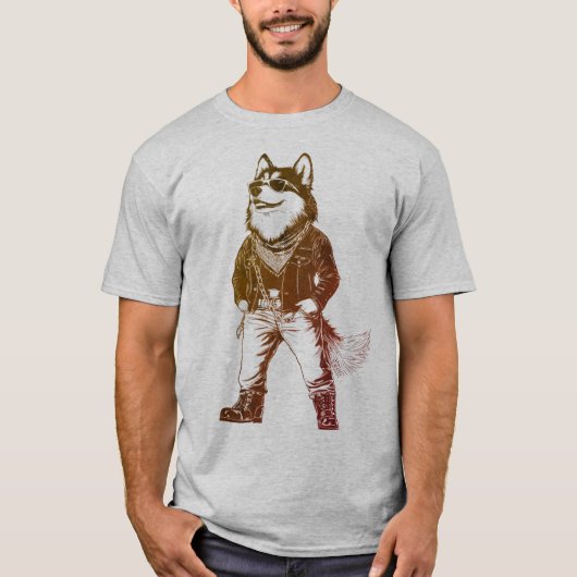Cool Alaskan Malamute Rapper mit Sonnenbrille T-Shirt (Vorderseite)