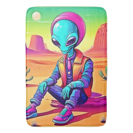 Cool Alien Desert Chillin Badematte (Vorderseite Vertikal)