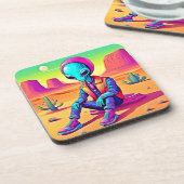Cool Alien Desert Chillin Getränkeuntersetzer (Linke Seite)