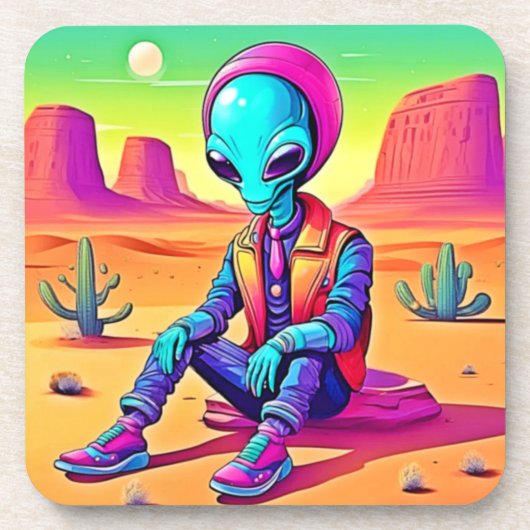 Cool Alien Desert Chillin Getränkeuntersetzer (Vorderseite)