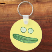 Cool als Cucumber Funny Watercolor Veggie Face Schlüsselanhänger (Vorderseite)