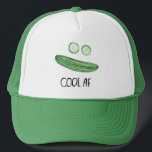 Cool als Gurke "Cool AF" Funny Trucker Hat Truckerkappe<br><div class="desc">Bleibe cool als Gurke in diesem lustigen LKW-Hut. Aquarellkunst für Sie! Karo meinen Shop für weitere Designs!</div>