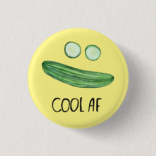 Cool als Gurke "Cool AF" Wasserfarbe Button