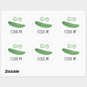 Cool als Gurke "Cool AF" Wasserfarbe Runder Aufkleber (Blatt)
