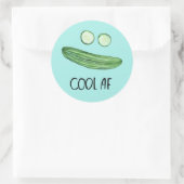 Cool als Gurke "Cool AF" Wasserfarbe Runder Aufkleber (Tasche)