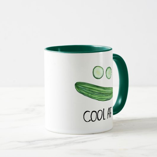 Cool als Gurke "Cool AF" Wasserfarbe Tasse (VorderseiteRechts)