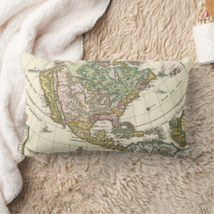 Cool Alte Vintage Karte Nordamerikas von 1690 Lendenkissen