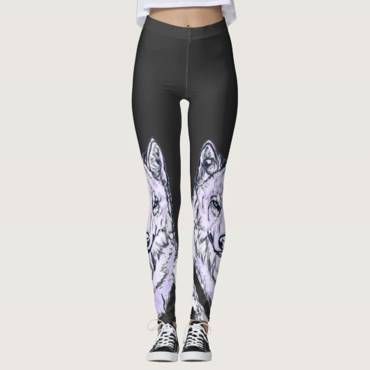 Cool Amethyst White Wolf Leggings (Vorderseite)