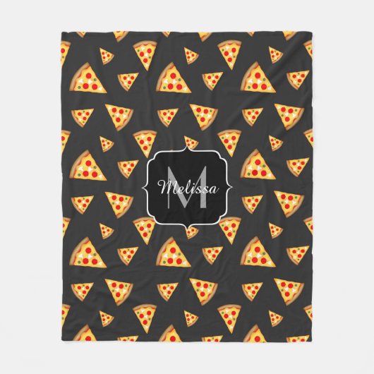 Cool and fun pizza slices pattern Monogram Fleecedecke (Vorderseite)