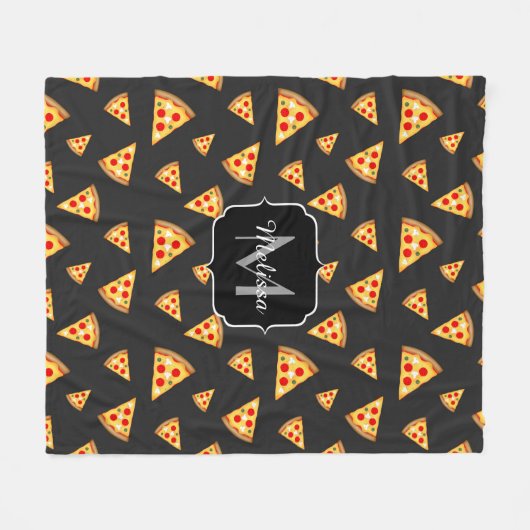 Cool and fun pizza slices pattern Monogram Fleecedecke (Vorderseite (Horizontal))