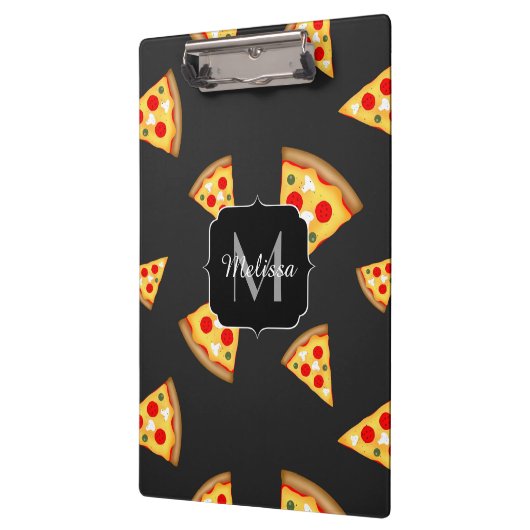 Cool and fun pizza slices pattern Monogram Klemmbrett (Links)