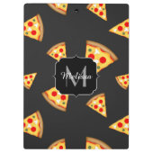 Cool and fun pizza slices pattern Monogram Klemmbrett (Rückseite)