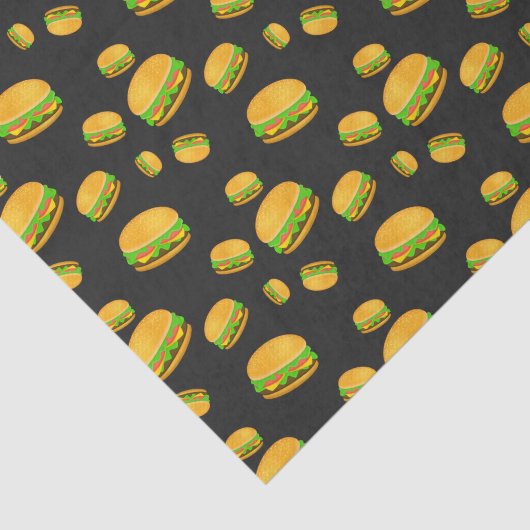 Cool and fun yummy burger pattern dark gray seidenpapier (Ausschnitt)
