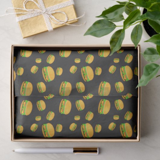 Cool and fun yummy burger pattern dark gray seidenpapier (Geschenk)