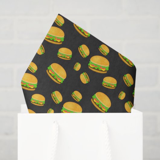 Cool and fun yummy burger pattern dark gray seidenpapier (Geschenktüte)