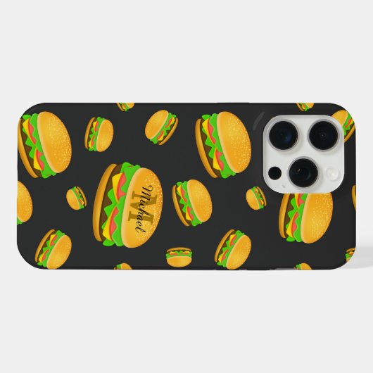 Cool and fun yummy burger pattern Monogram iPhone Hülle (Rückseite (Horizontal))