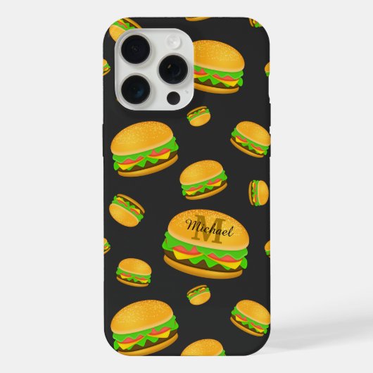 Cool and fun yummy burger pattern Monogram iPhone Hülle (Rückseite)
