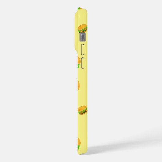 Cool and fun yummy burger pattern Monogram yellow  iPhone Hülle (Linke Seite)