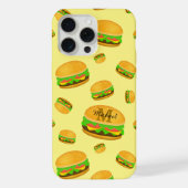 Cool and fun yummy burger pattern Monogram yellow  iPhone Hülle (Rückseite)