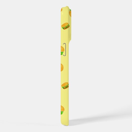 Cool and fun yummy burger pattern Monogram yellow  iPhone Hülle (Rechte Seite)