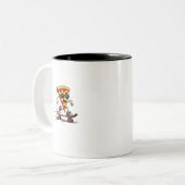 Cool and Funny National Pizza Day: Laugh, Enjoy Zweifarbige Tasse (Vorderseite Links)