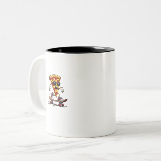 Cool and Funny National Pizza Day: Laugh, Enjoy Zweifarbige Tasse (Vorderseite Links)