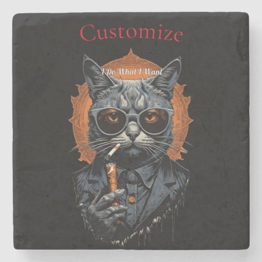 Cool Angesagter Cat Thunder_Cove Steinuntersetzer (Vorderseite)