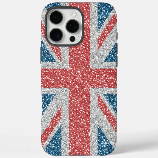 Cool angesagter UK Union Jack Flag Imitats Glitzer Case-Mate iPhone Hülle (Rückseite)