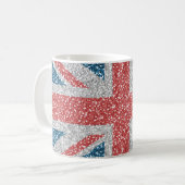 Cool angesagter UK Union Jack Flag Imitats Glitzer Kaffeetasse (Vorderseite Links)