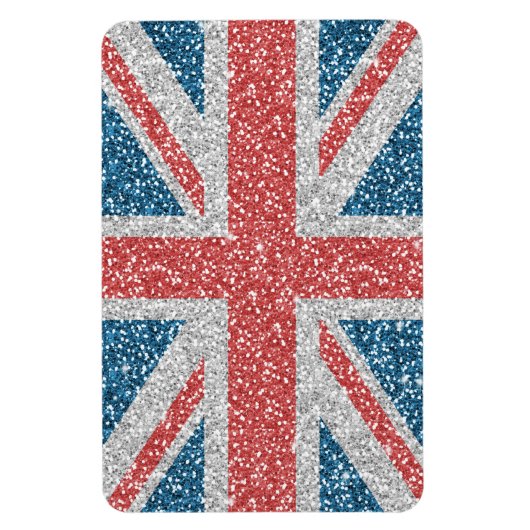 Cool angesagter UK Union Jack Flag Imitats Glitzer Magnet (Vertikal)