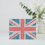 Cool angesagter UK Union Jack Flag Imitats Glitzer Postkarte (Stehend Vorderseite)