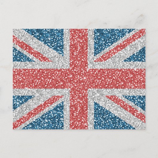 Cool angesagter UK Union Jack Flag Imitats Glitzer Postkarte (Vorderseite)