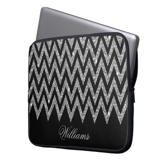 Cool angesagter Zickzack Zickzack-Imitat Glitzer Laptopschutzhülle (Vorderseite Links)