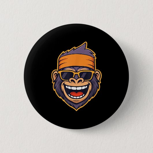 Cool Ape Gorilla Head Funky Monkey Retro Bandana C Button (Vorderseite)