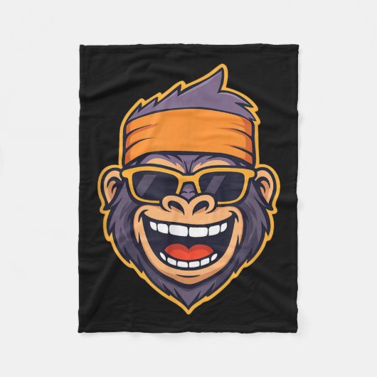 Cool Ape Gorilla Head Funky Monkey Retro Bandana C Fleecedecke (Vorderseite)