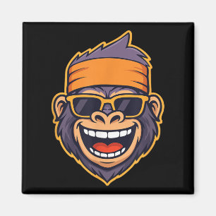 Cool Ape Gorilla Head Funky Monkey Retro Bandana C Magnet
