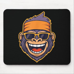 Cool Ape Gorilla Head Funky Monkey Retro Bandana C Mousepad