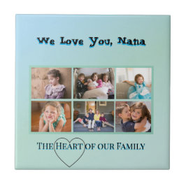 Cool Aqua 6-Photo Family Tribute Fliese