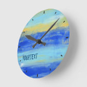 Cool Aqua Blue Turquiose Nautical Abstract Art Runde Wanduhr (Winkel)