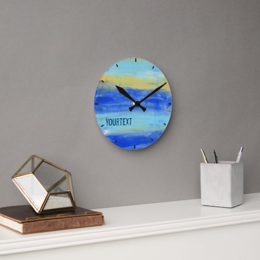 Cool Aqua Blue Turquiose Nautical Abstract Art Runde Wanduhr (Büro)