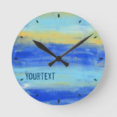 Cool Aqua Blue Turquiose Nautical Abstract Art Runde Wanduhr (Vorderseite)