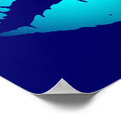 Cool Aqua Kiss auf Dunkelblau Poster (Ecke)