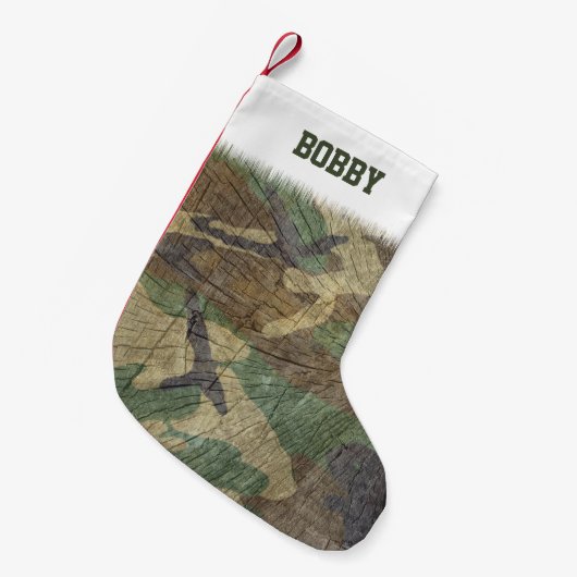Cool Army Green Camouflage Pattern Kleiner Weihnachtsstrumpf (Vorderansicht (hängend))