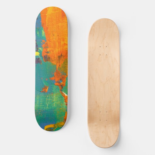 Cool Art Green Orange bemalt Skateboard (Vorderseite)